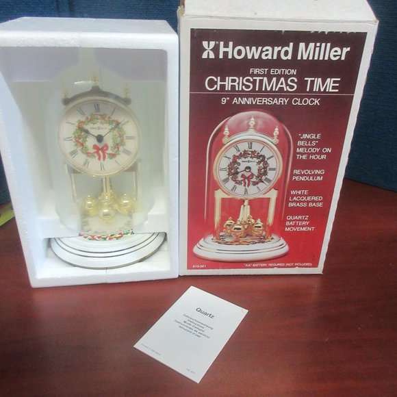 6 HOWARD MILLER CHRISTMAS TIME 9" ANNIVERSARY CLOCK 1st Ed '93 '95 '96 '97 '98 - Picture 2 of 11
